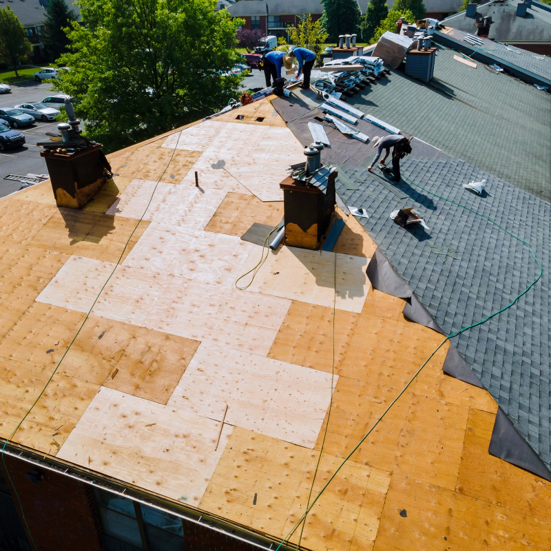 roof of a residential house being restored